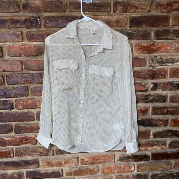 Kut From The Kloth Sheer Geometric Button Down Top Women's Size XSP - Picture 1 of 9